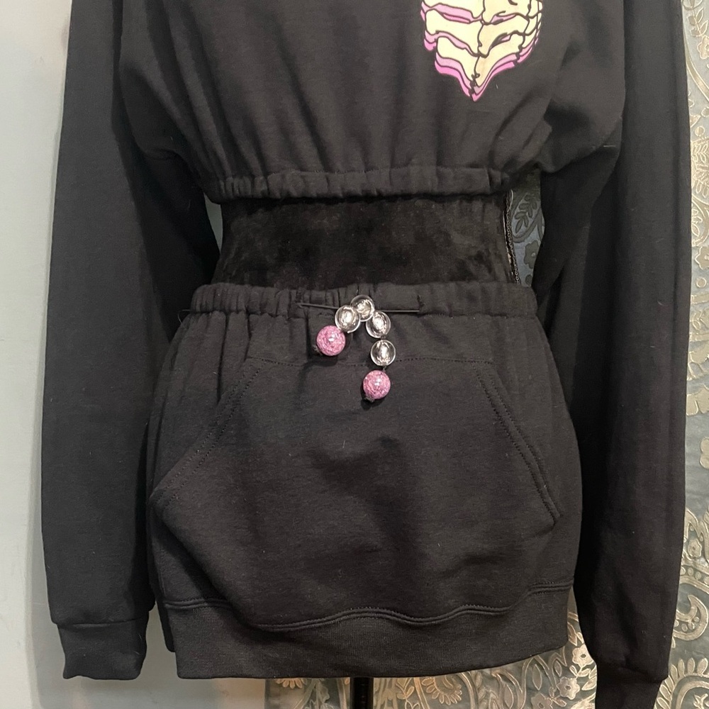 Black cropped hoodie and matching sweatshirt skirt size S/M - Picture 6 of 10